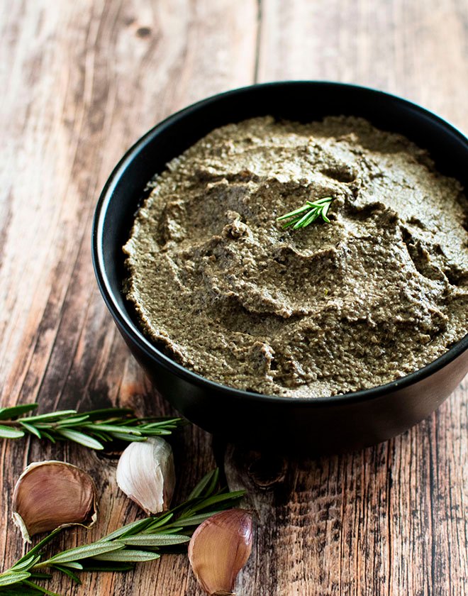 A bowl of roast mushroom pate.