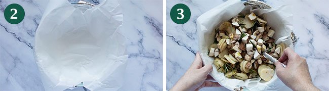 Steps 2 and 3 of how to make mushroom pate.