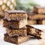 5 stacked pieces of carbbean spiced pineapple slice.
