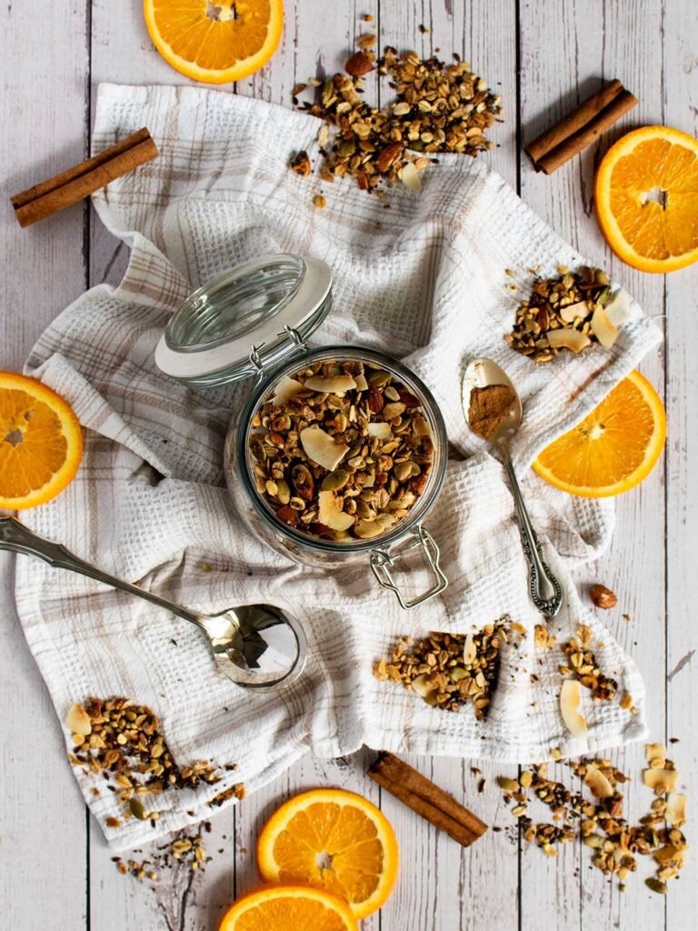 A jar full of tropical granola.