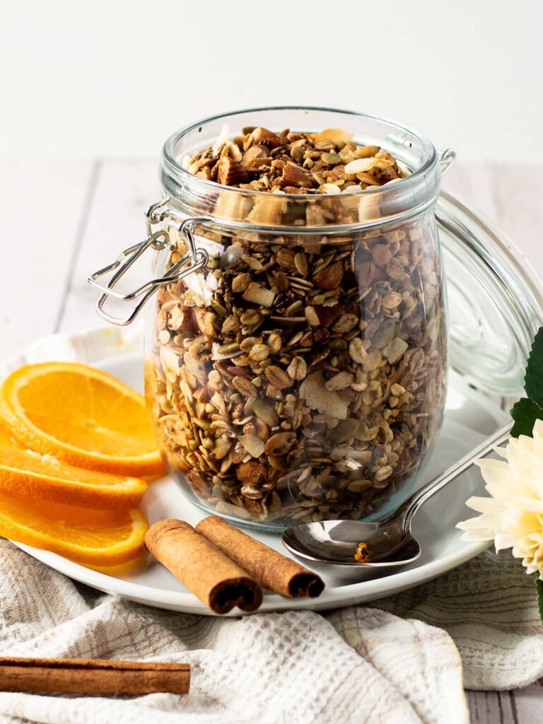 A jar of tropical granola.