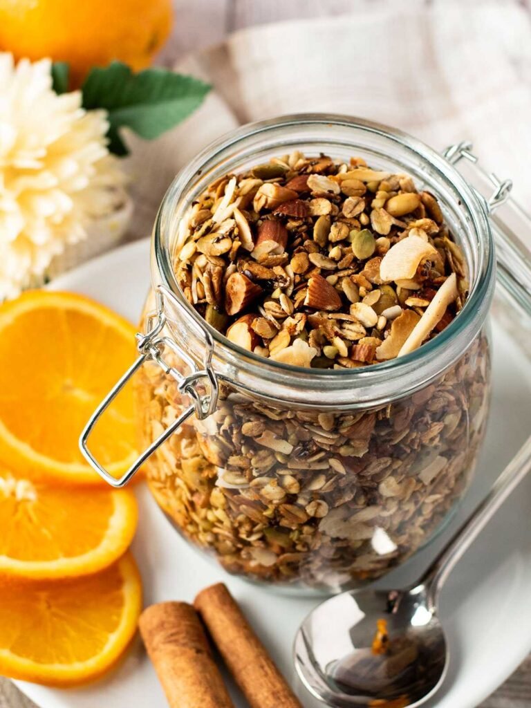 A jar full of tropical granola.