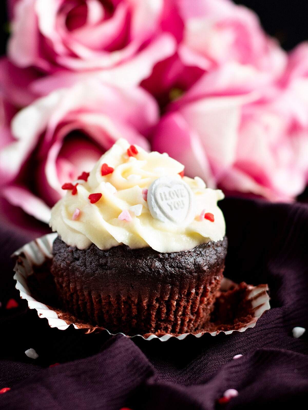 One of 12 chocolate beetroot cupcakes.