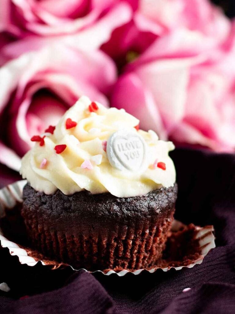 One of 12 chocolate beetroot cupcakes.